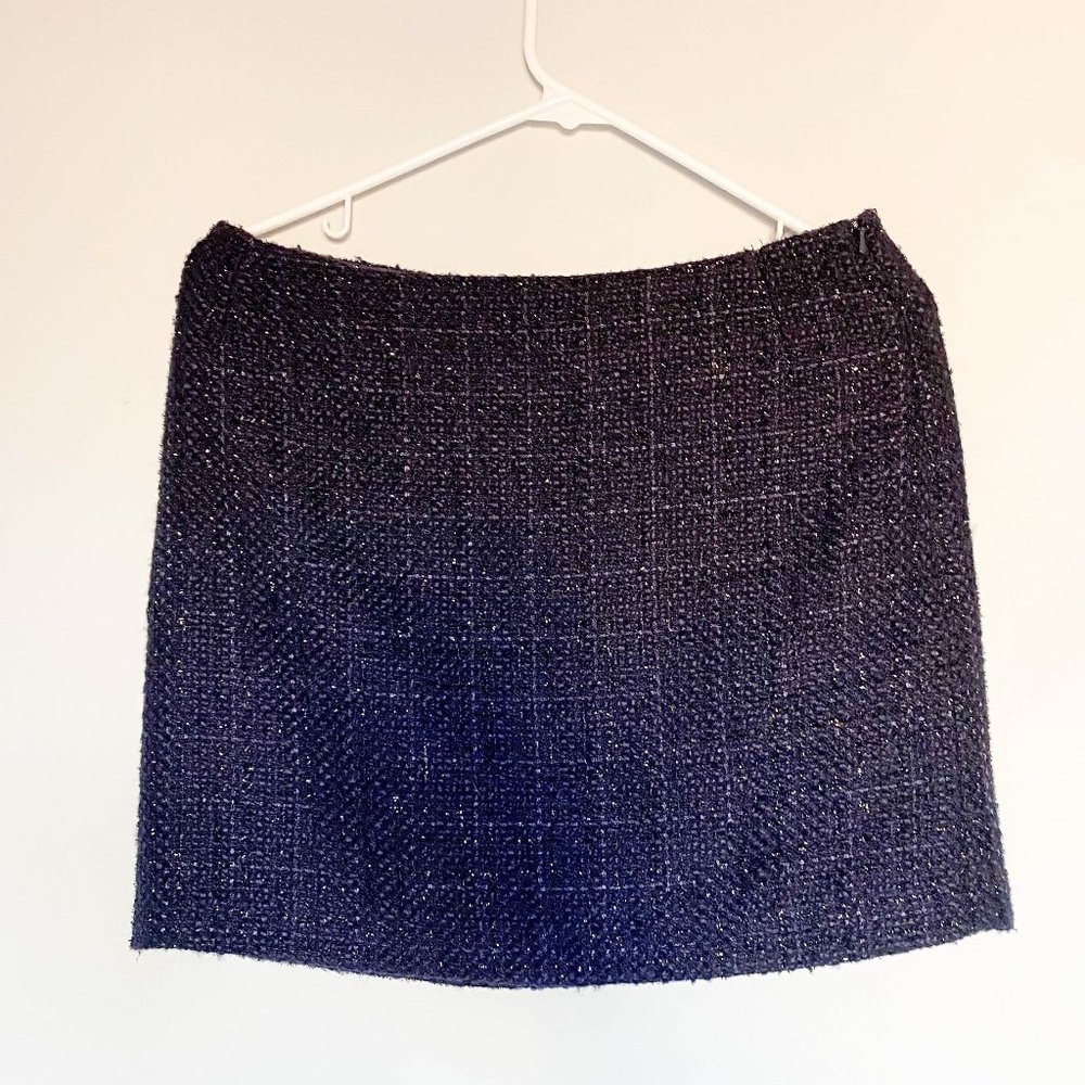 Willi Smith Blue Sparkly Cross-Stitched Skirt